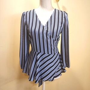LOFT women's stripes long Sleeves Wrap blouse size SP